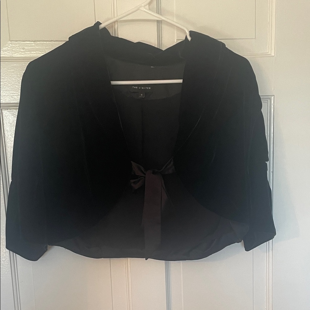 The Limited Black Velvet Bolero with Satin Bow - Size M